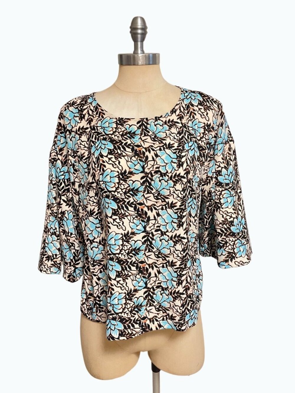Elizabeth & James Floral Print Dolman Puff Sleeve Blouse Small
